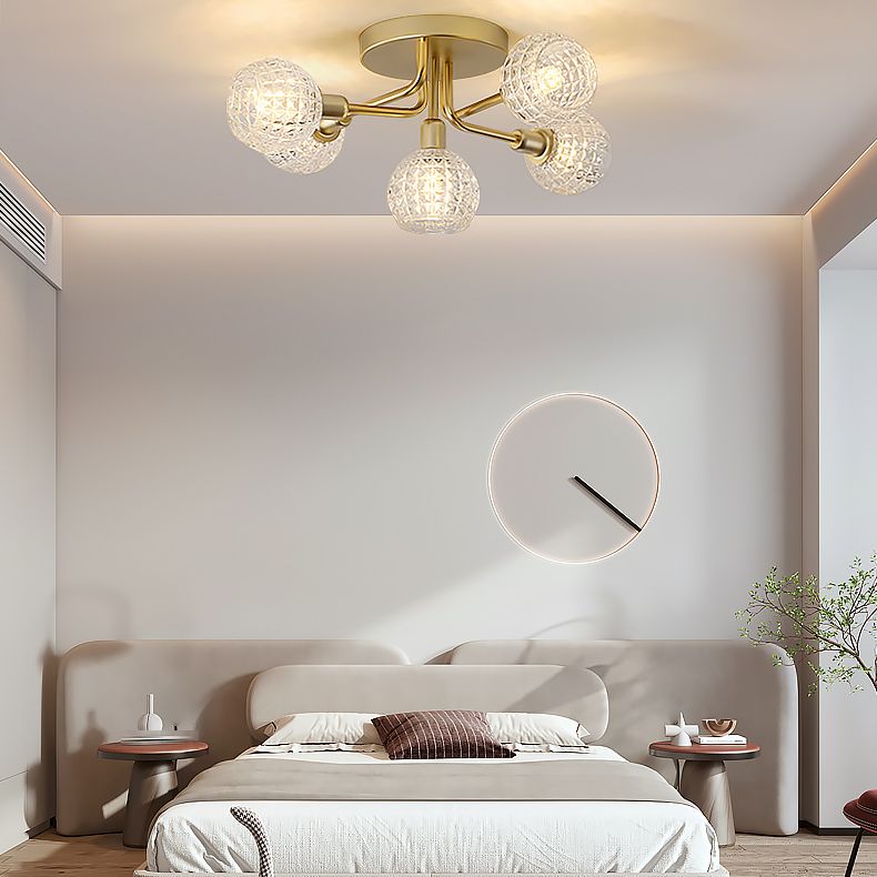 5 Light Spherical Ceiling Light Modern Style Glass Ceiling Lighting for Dining Room