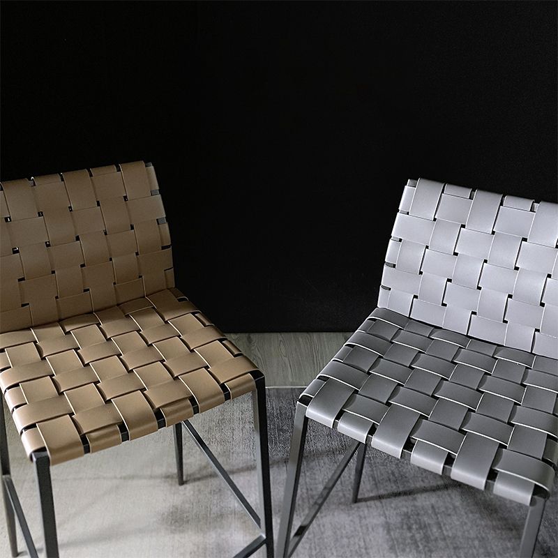 Modern Backrest Bar Stool Leather Counter Stool for Living Room