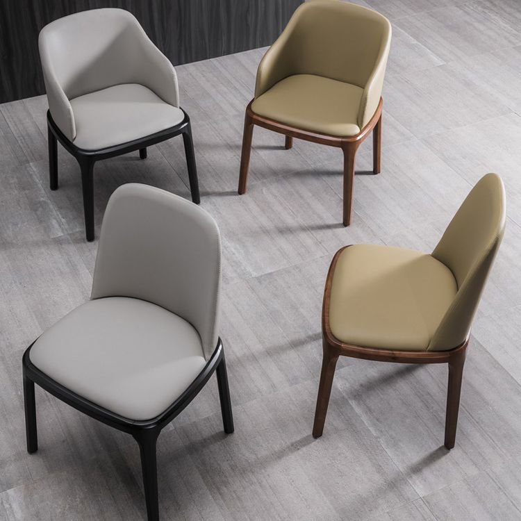 Silla de comedor de madera moderna, sillas de comedor de cuero sintético para uso doméstico