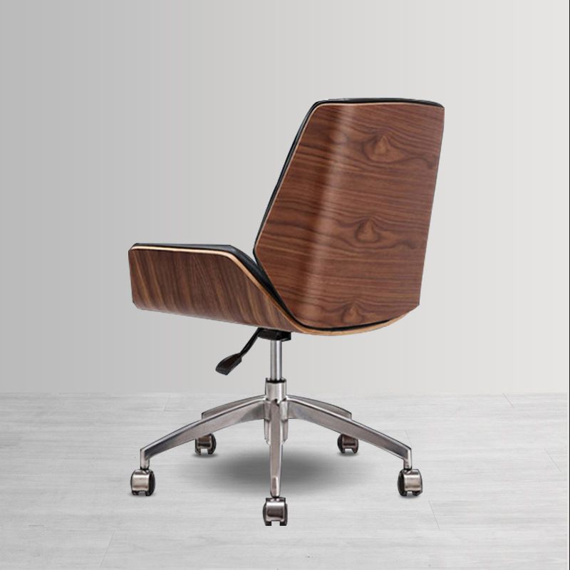 Contemporary Office Chair Faux Leather Task Mid Back Chair with Wheels