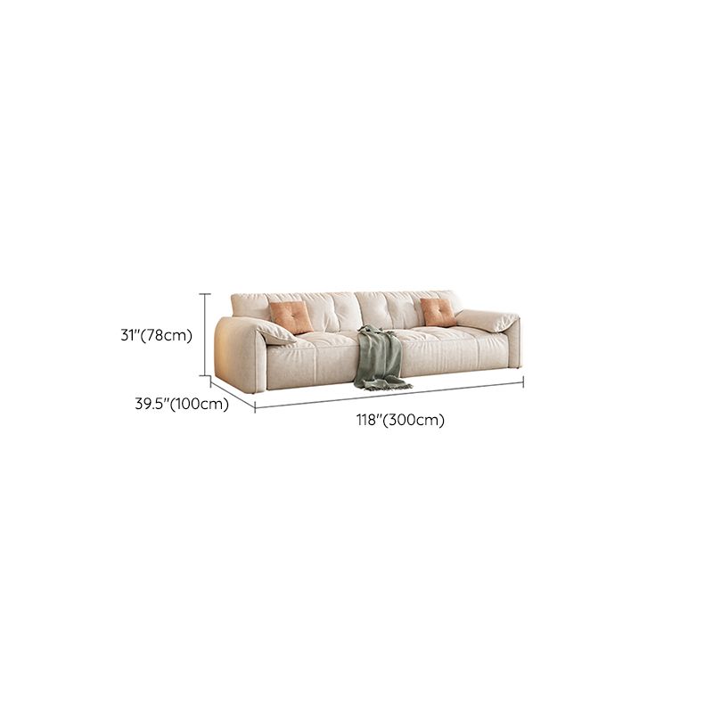 Off-White Fabric Sofa Pillow Top Arm Reclining Loveseat for Bonus Room
