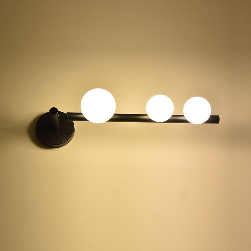 Ball Shape Vanity Lamp Modern Style Metal 3 Lights Bath Light in Black/Gold