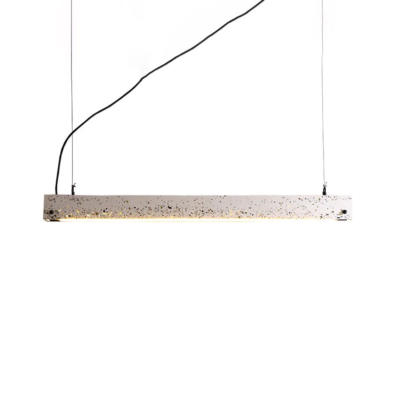 Terrazzo Bar Shaped Pendant Light Minimalist Dining Room Ceiling Suspension Lamp in Grey