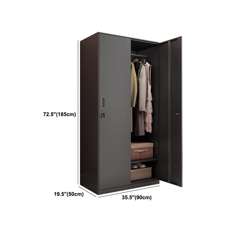 Black Metal Wardrobe Cabinet Contemporary Hinged Wardrobe Armoire