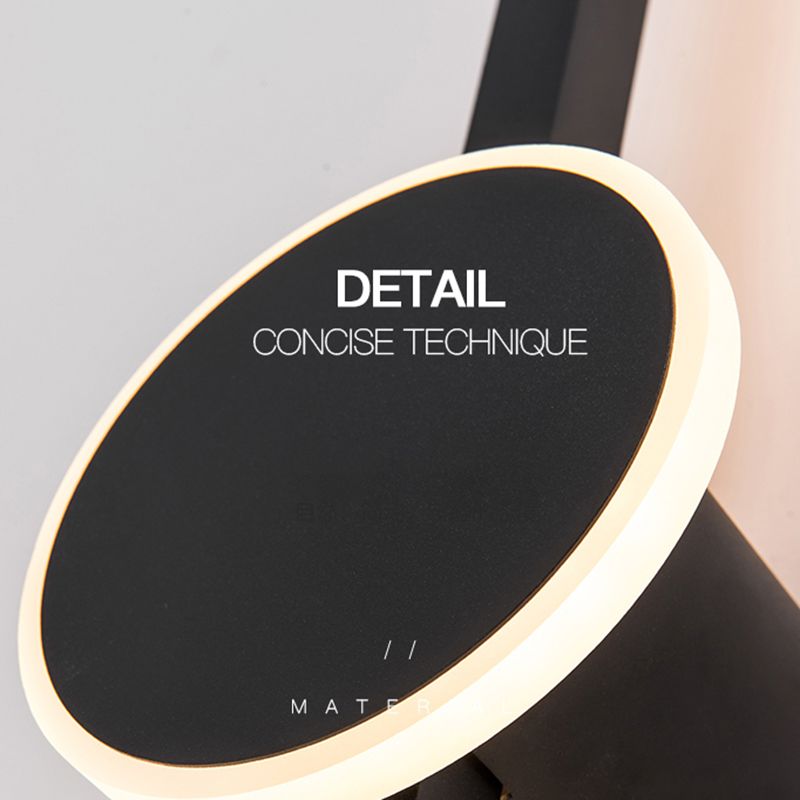 Metal Linear Shape Wall Light Modern Style 2 Lights Wall Mounted Light in Black