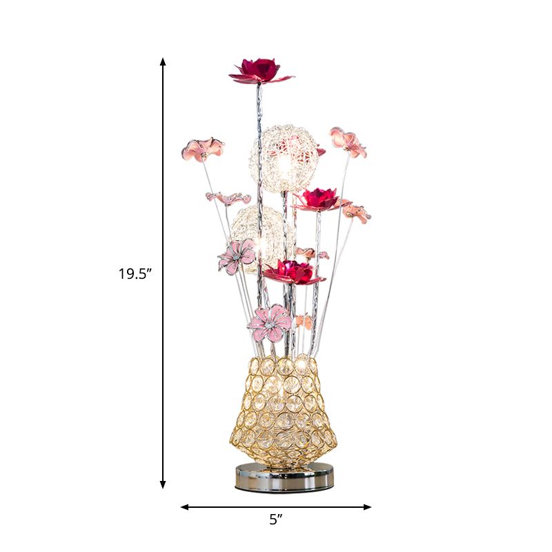 Kunstdekoration Rose und Löwenzahn Nachtlicht LED LED IRONISCHE TESEHEN LELLE LEICHNUNG MIT EBSETTE Kristallvase in Gold