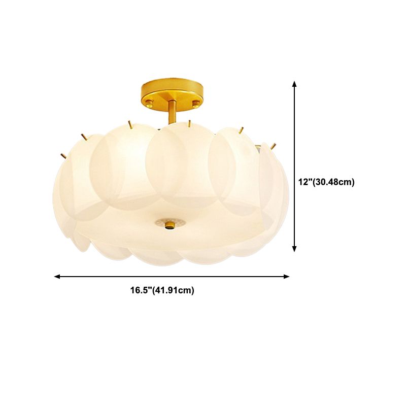 Nordic Ceiling Lighting White Glass Semi Flush Mount for Bedroom