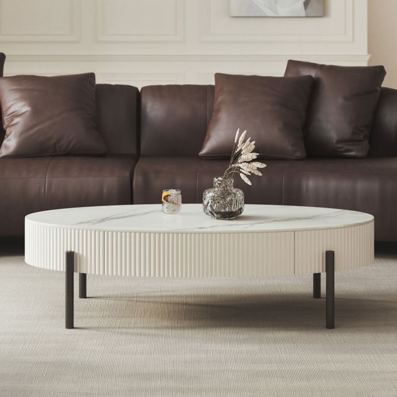 Glam 4 Legs Coffee Cocktail Table Slate Cocktail Table with Storage Drawers