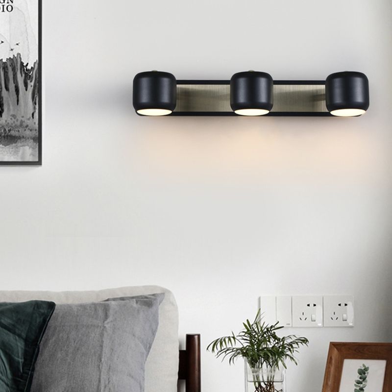 Nordic Style Drum Vanity Lamp Metal Bathroom Rotatable LED Wall Light Fixture