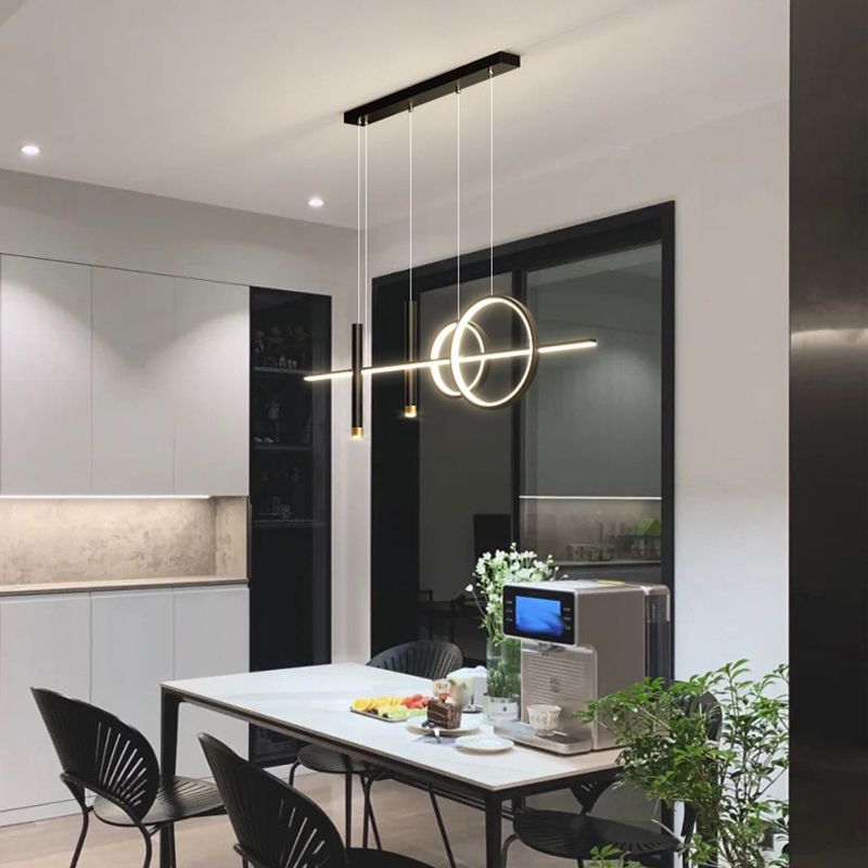 5-Light Modernism Golden/Black Island Lighting LED Ceiling Light for Kitchen