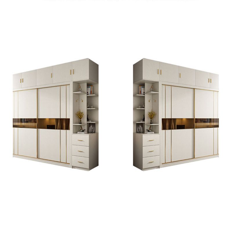Manufactured Wood White Wardrobe Modern Cabinet with Sliding Doors