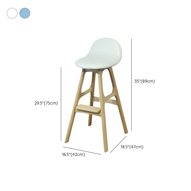 Low Back Upholstered Bar Stool Indoor Scandinavian Solid Wood Frame Bar Stool