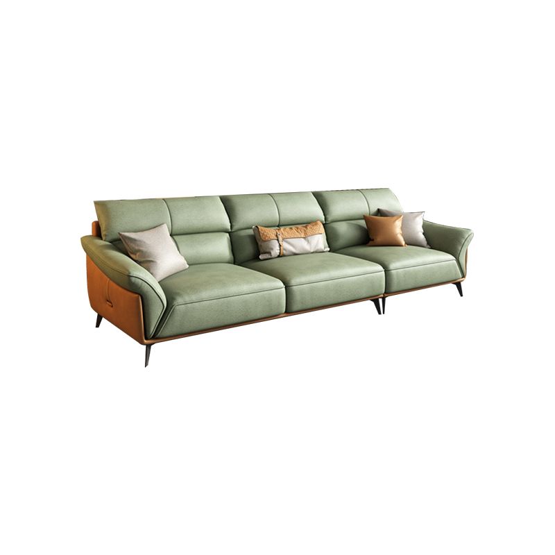 Pillow Arms Sectional Green Modern Faux Leather Living Room Sofa & Chaise