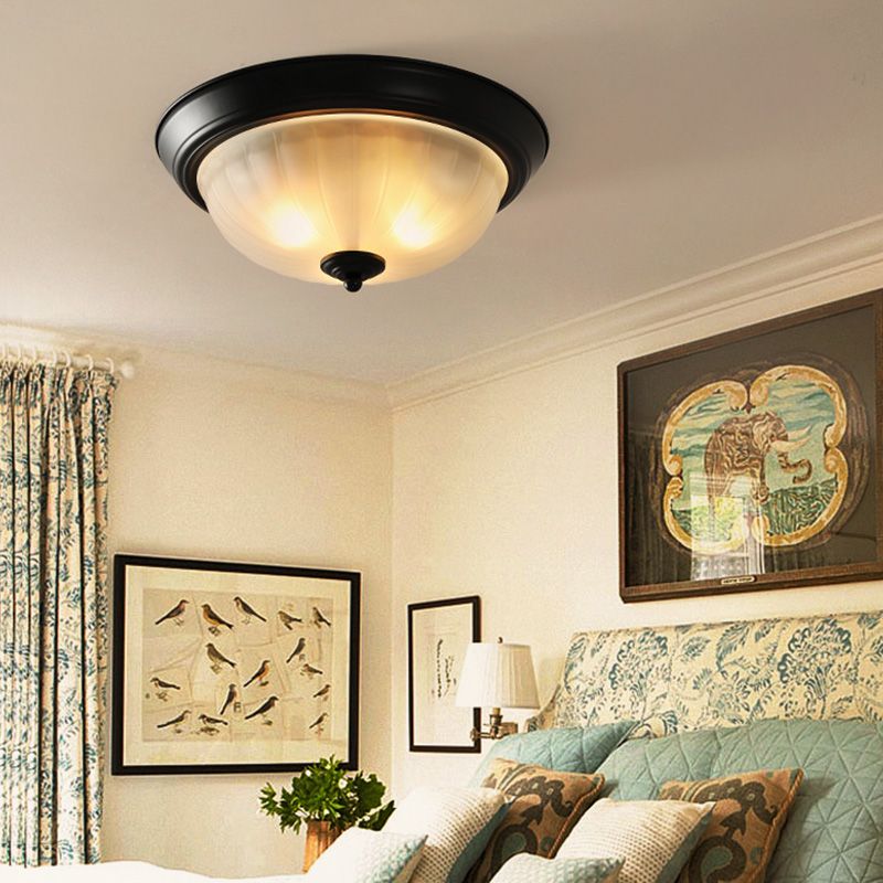 Plafonnier encastré avec abat-jour en verre, plafonnier d'intérieur en forme de bol de Style campagnard américain