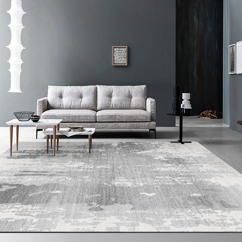 Grauer abstrakter Graphic Teppich Polyester Moderner Teppich Färbemfester Teppich für Wohnzimmer