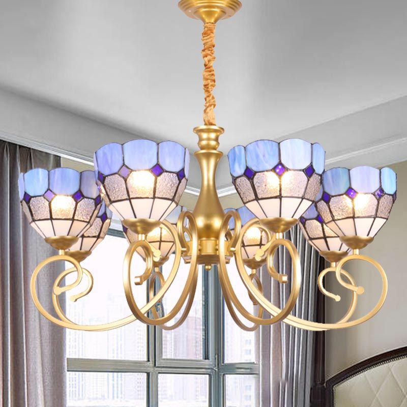 Bol lustre éclairage baroque tachée d'art tachée 8 lumières