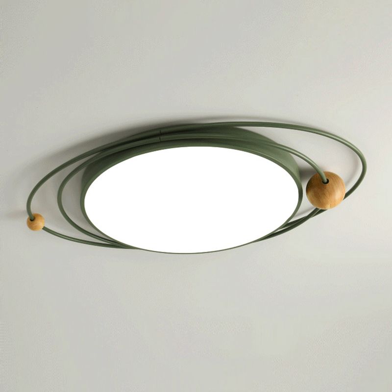 LED Nordic Ceiling Flush Wood & Acrylic Round Ceiling Flush Mount for Bedroom