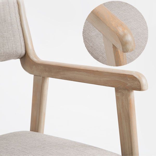 Silla de comedor tapizada de madera de caucho de granja con acabado mate abierto