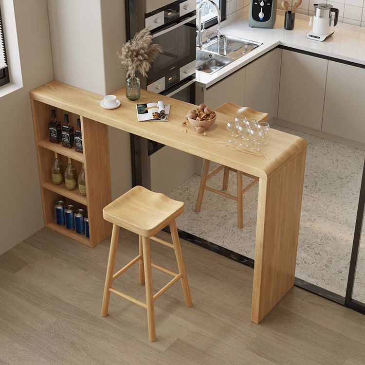 Modern Double Pedestal Bar Table Set 1/2/3 Pcs Solid Wood Bar Table and Backless Stools