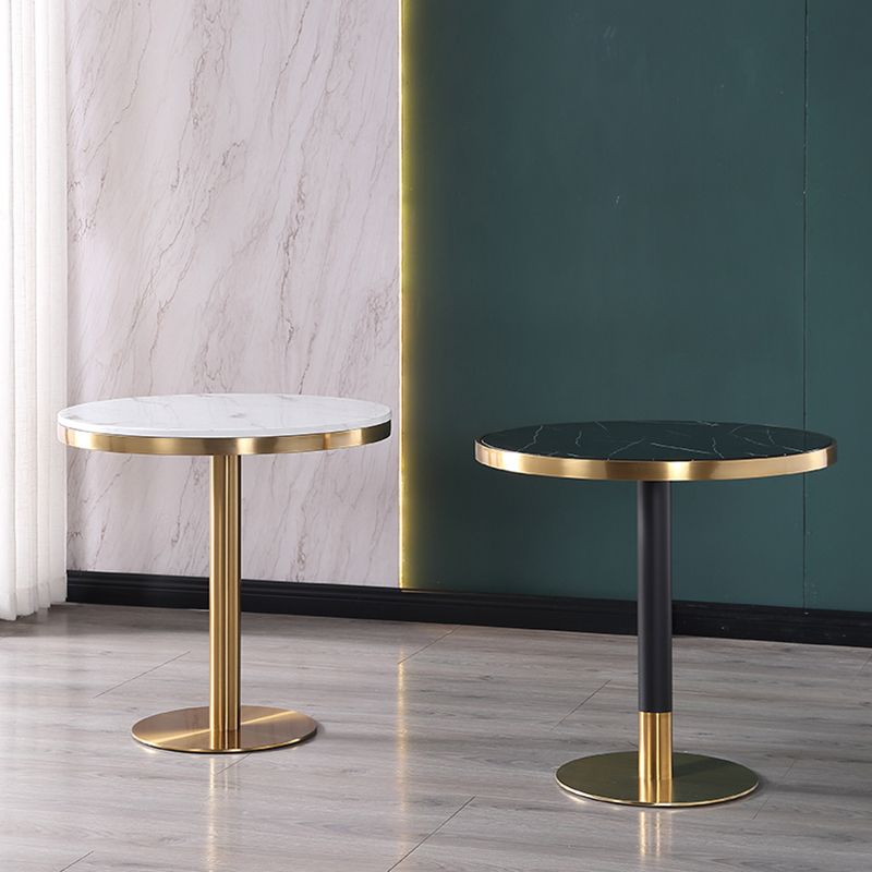 Luxury Style Marble Scratch Resistant Dining Table Single Pedestal Base Round Table for Home
