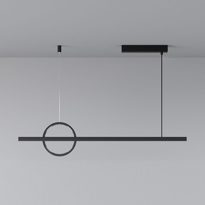 2-Light Modernism Black Island Lighting LED Metal Ceiling Light for Kitchen