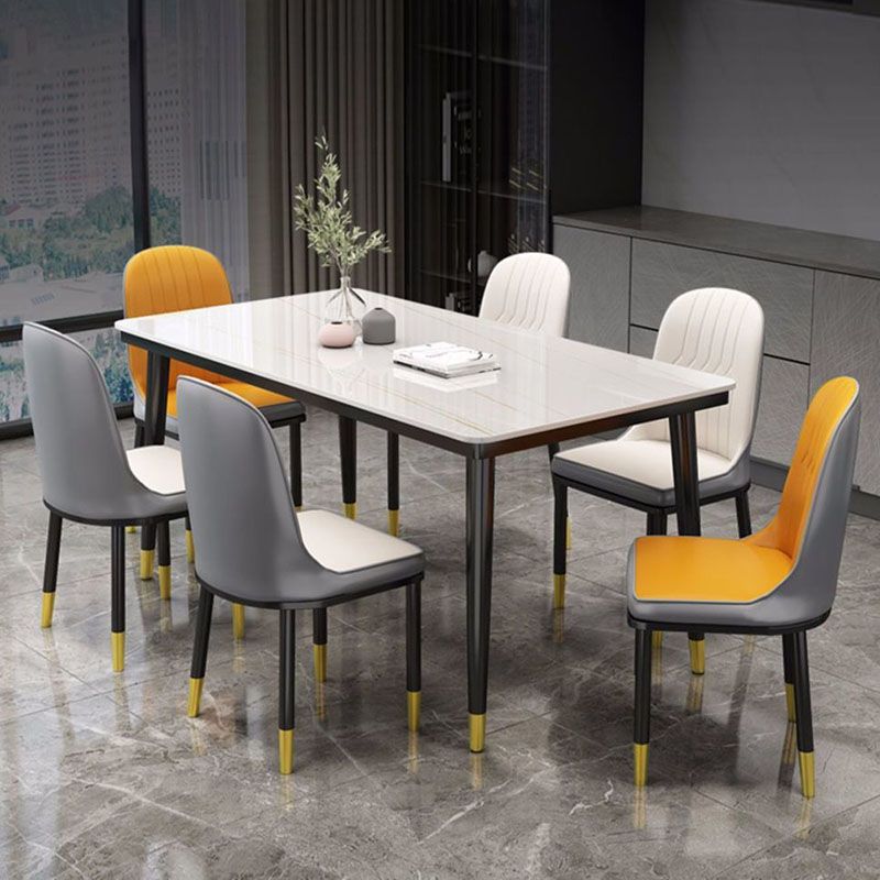 Modern White Marble Counter Table Rectangle Dining Table for Kitchen