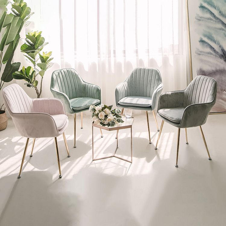 Scandinavian Style Upholstered Side Chairs Solid Back Arm Dining Chairs for Home Use