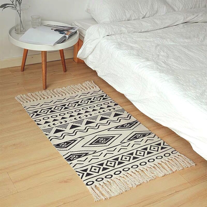 Tapis lavable Tapis Ameicana Print Intérieur Tapis de mélange de coton Tapis avec frange