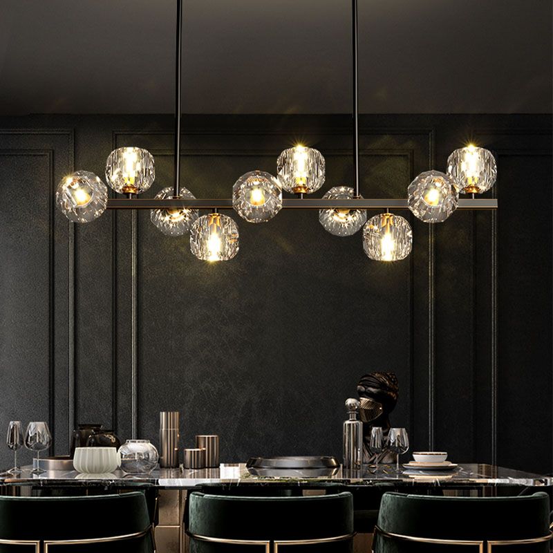 Lumière simple luxe moderne Crystal LED suspendu îlot suspendu pour salle à manger