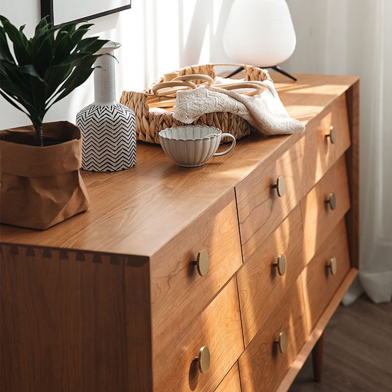 Modern Rectangle Pine Accent Chest 9 - Drawer Straight Legs Chest