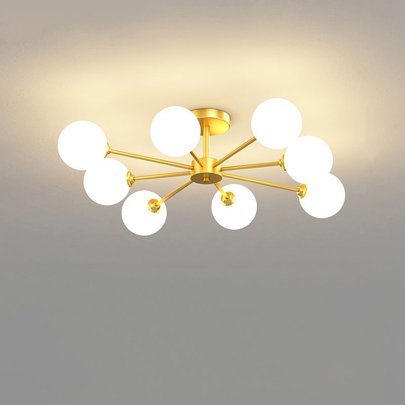 Plafonnier moderne au plafond à chasse d'eau avec une teinte en verre pour la chambre à coucher du salon