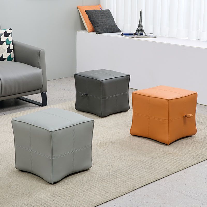 Contemporary Square Cube Leather Upholstered Cube for Living Room