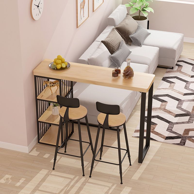 Modern Rectangular 1/3 Pieces Pub Table Set Wooden Counter Table with High Stools