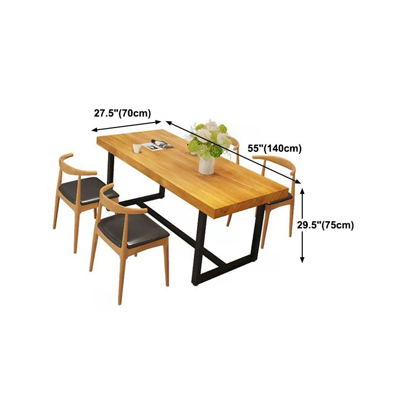 Rectangular Solid Wood Dining Table Modern Furniture with Steel Base for Kitchen