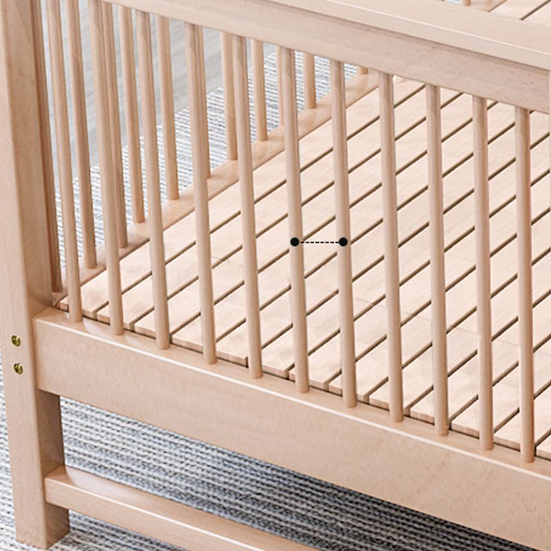 Farmhouse Style Beech Crib Solid Wood Baby Crib with Guardrails