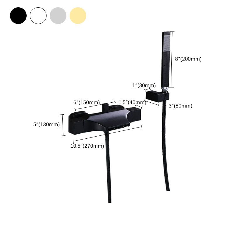 Contemporary Wall Mounted Metal Tub Filler Double Handles Waterfall Tub Faucet Trim