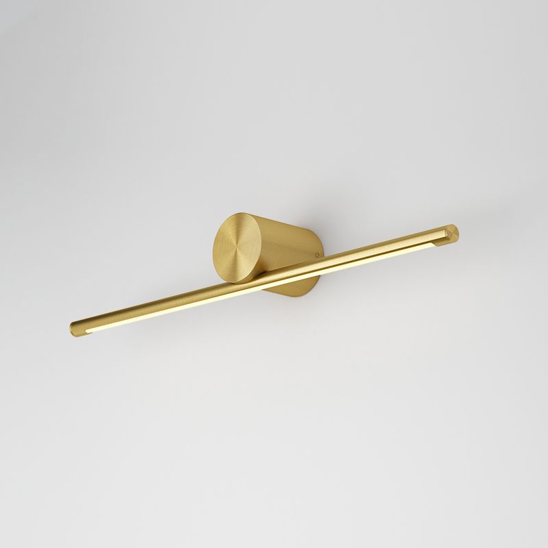 1-Light Linear Shade Wall Sconce Post-Modern Style Mirror Wall Lighting in Brass