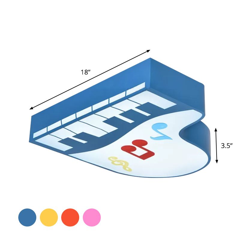 Red/Yellow/Pink Piano Flush Ceiling Light Children Style LED Acrylic Flush Mount Lighting Fixture, Warm/White Light