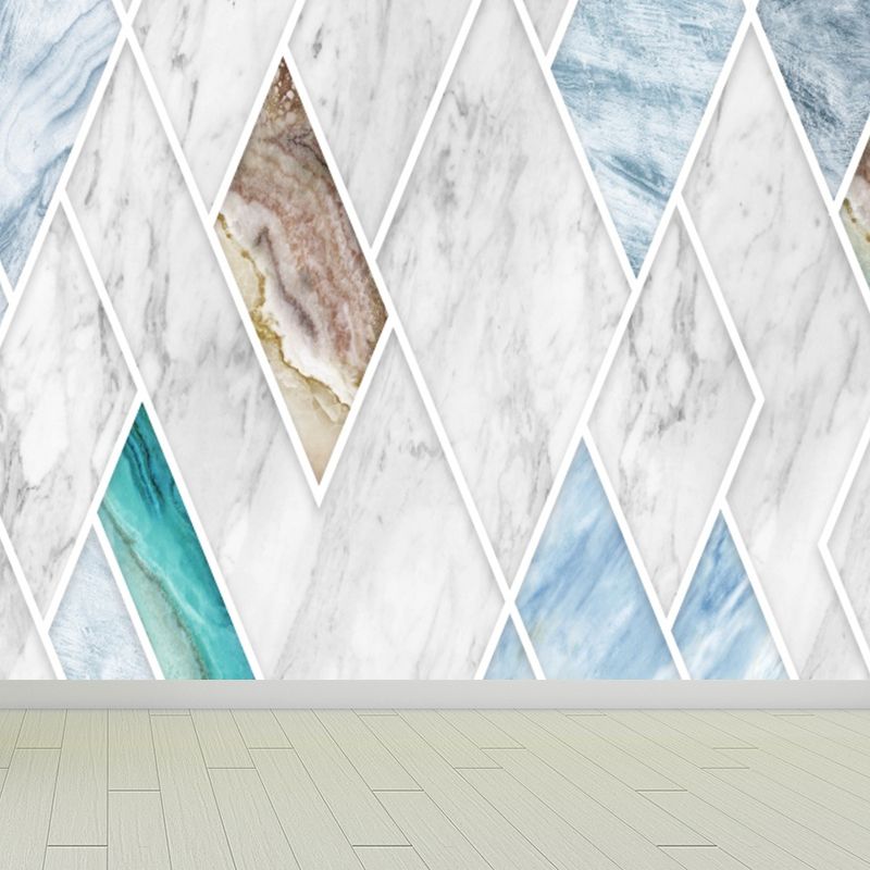 Giant Modern Style Mural Wallpaper in White Harlequin Pattern Wall Art, Made to Measure