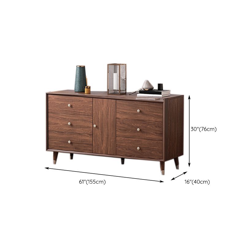 Glam Chest Bedroom Solid Wood Storage Chest in Brown with Drawers