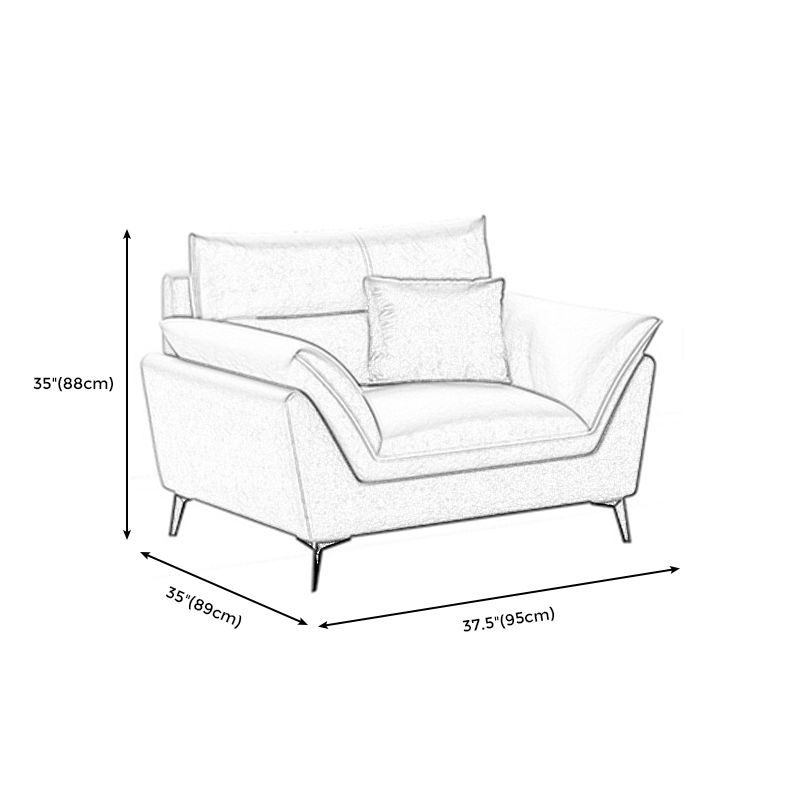 Cream Faux Leather High Back Pillow Top Arm Sofa/Sectional with Stain-Resistant