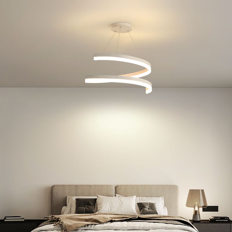 Curvas sin costuras Luz de colgante lámpara de lámpara contemporánea metal 1 luz