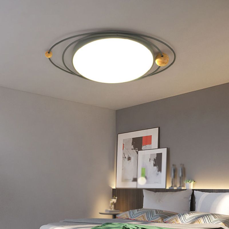 LED Nordic Ceiling Flush Wood & Acrylic Round Ceiling Flush Mount for Bedroom