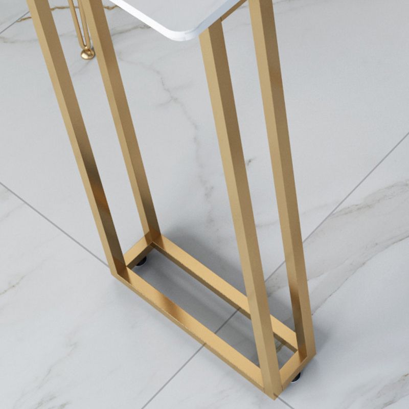 Contemporary Gold and White Counter Wine Table Marble Fixed Table Indoor Patio Bar Table