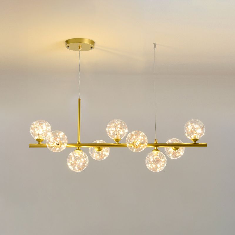 Modern Kitchen Island Lighting Oval Metal Island Ceiling Light with Glass Shade