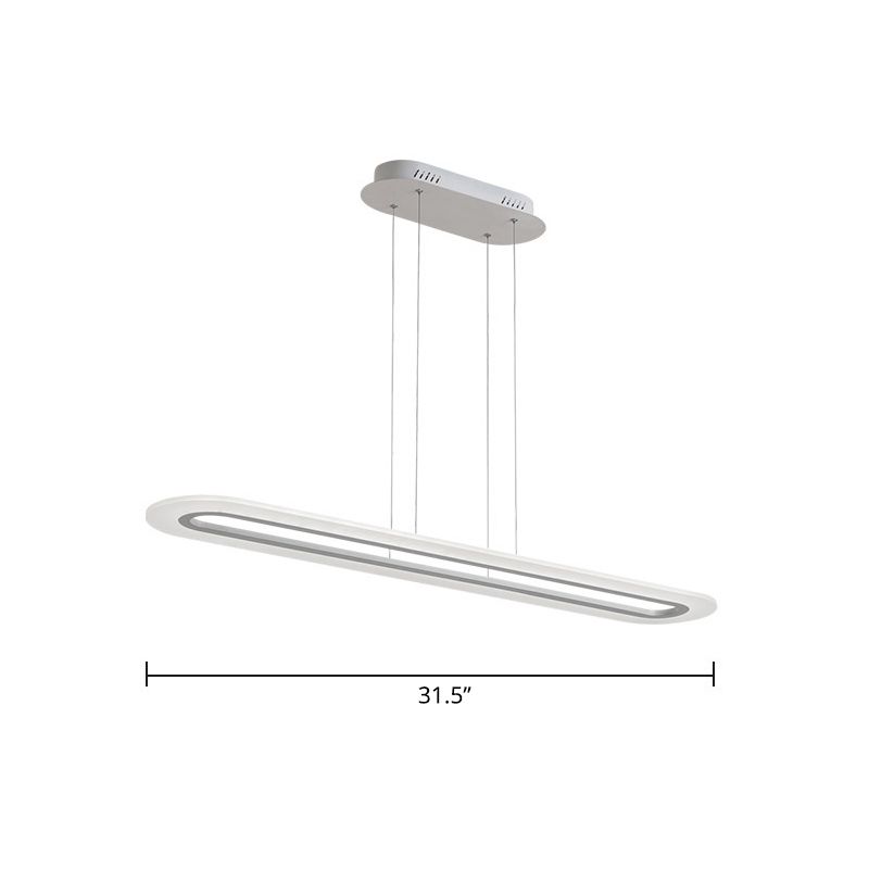 Acrylic Oblong LED Suspension Light Fixture Minimalist Style Hanging Lamp over Island