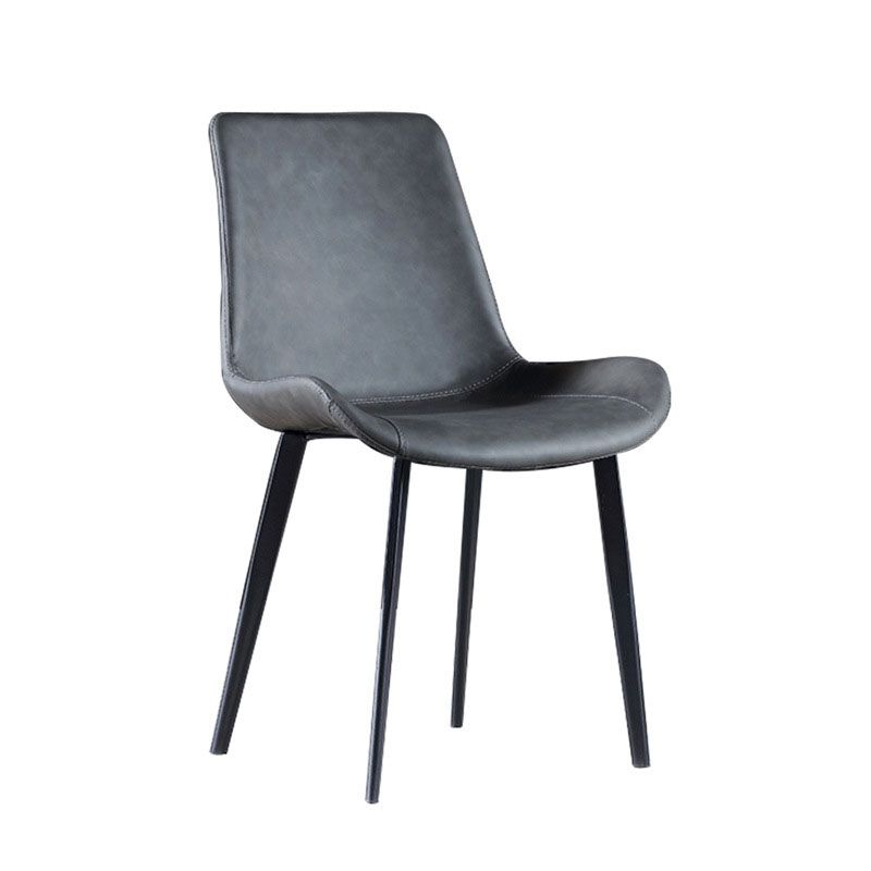 Silla de comedor tapizada de metal con respaldo sólido industrial para interiores (juego de 2)