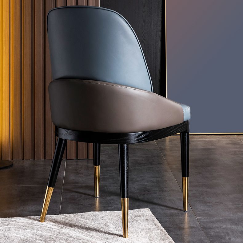 Sillas laterales con respaldo sólido sin brazos contemporáneo, sillas de comedor de cuero para el hogar