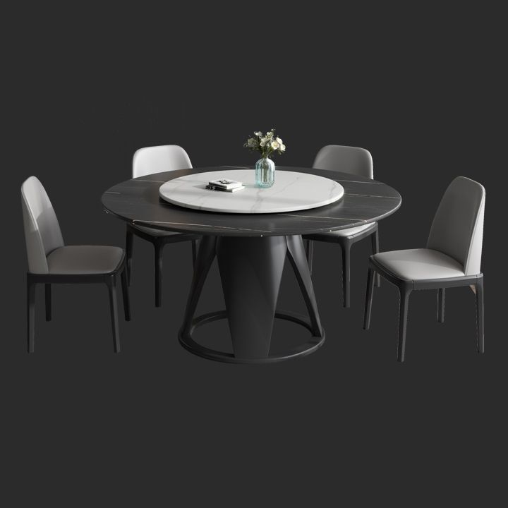 Modern Round Shape Kitchen Dining Table Sintered Stone Standard Dining Table with Pedestal Base