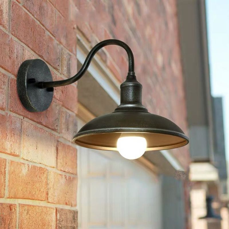 Industrial Outdoor Sconce Lighting Bran Shade Down Lighting Wall Mount Light